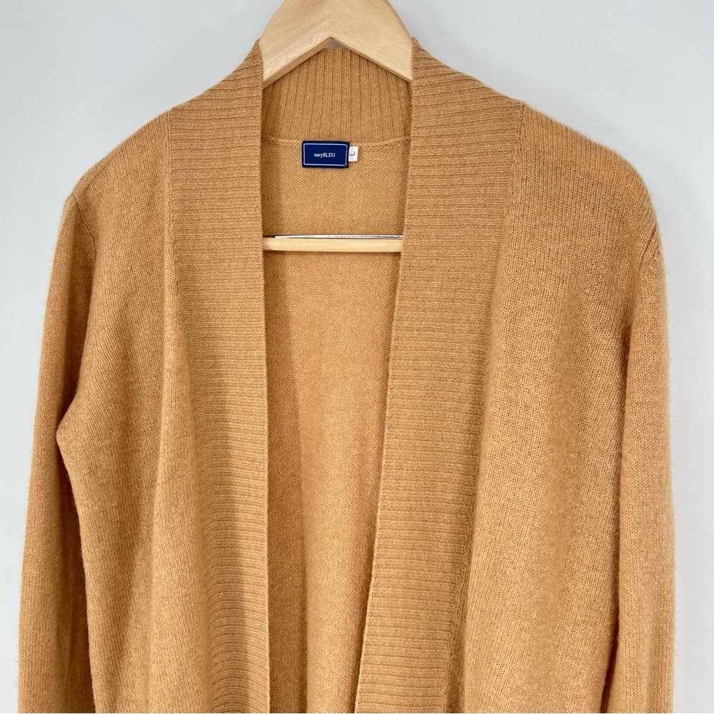 NavyBLEU Cashmere Camel Open Front Cardigan - Picture 2 of 10